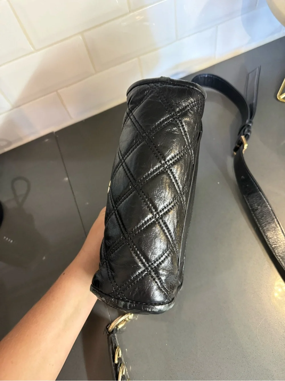 Marc Jacobs Black Quilted Snapshot Crossbody with Gold Hardware - Picture 9 of 11